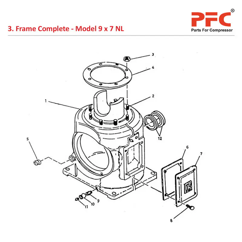 Frame Complete IR 9 x 7 ESV NL Air Compressor Parts - Master