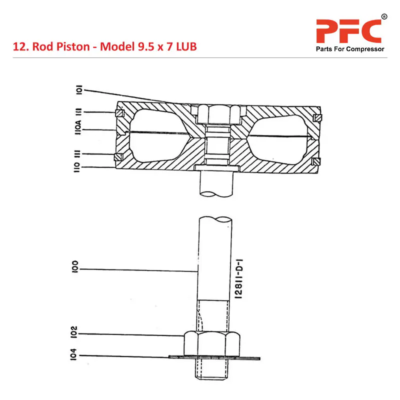 Rod Piston IR 9 1/2 x 7 ESV LUB Compressor Parts - Master