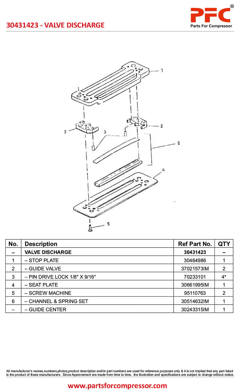Valve Discharge 30431423 Replacement - Master