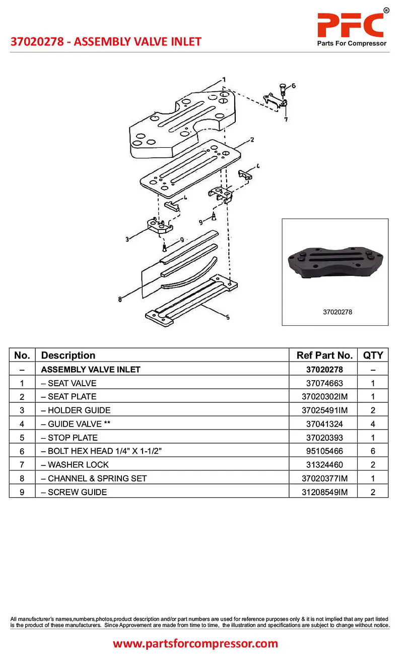 Valve Inlet 37020278 Replacement - Master