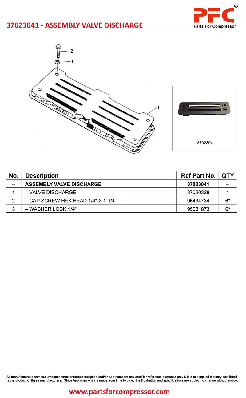 Assembly Valve Discharge 37023041 Replacement - Master