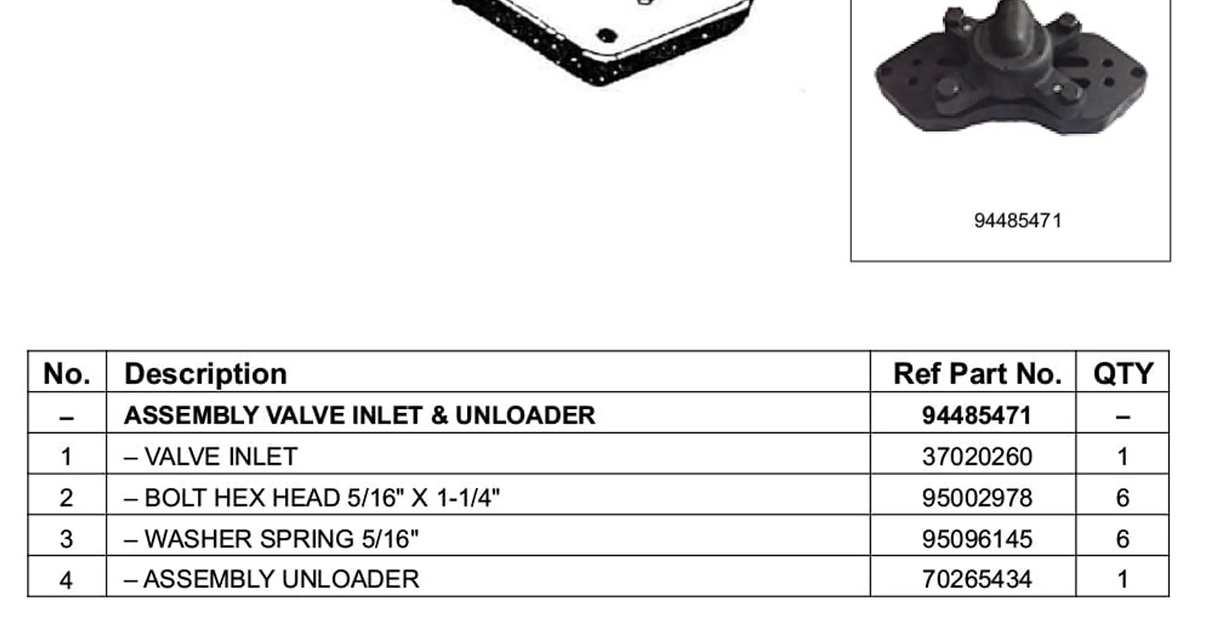 Assembly Valve Inlet & Unloader 94485471 Replacement