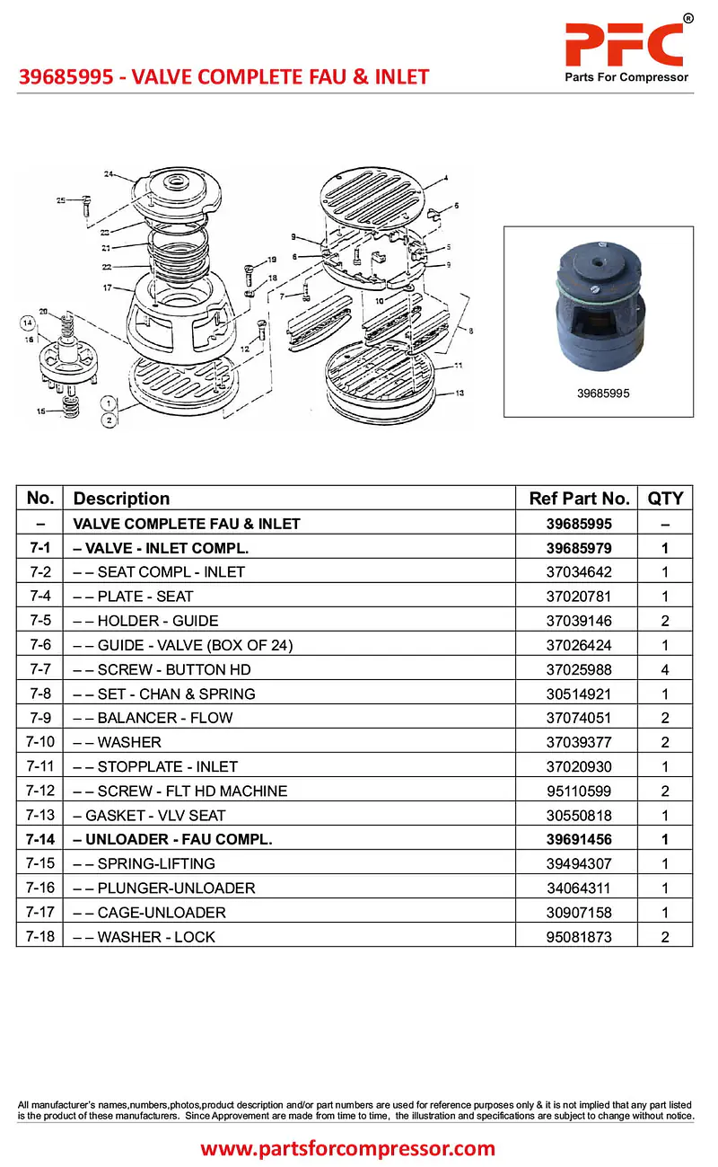 Valve Complete Fau & Inlet (A36) 39685995 Replacement - Master