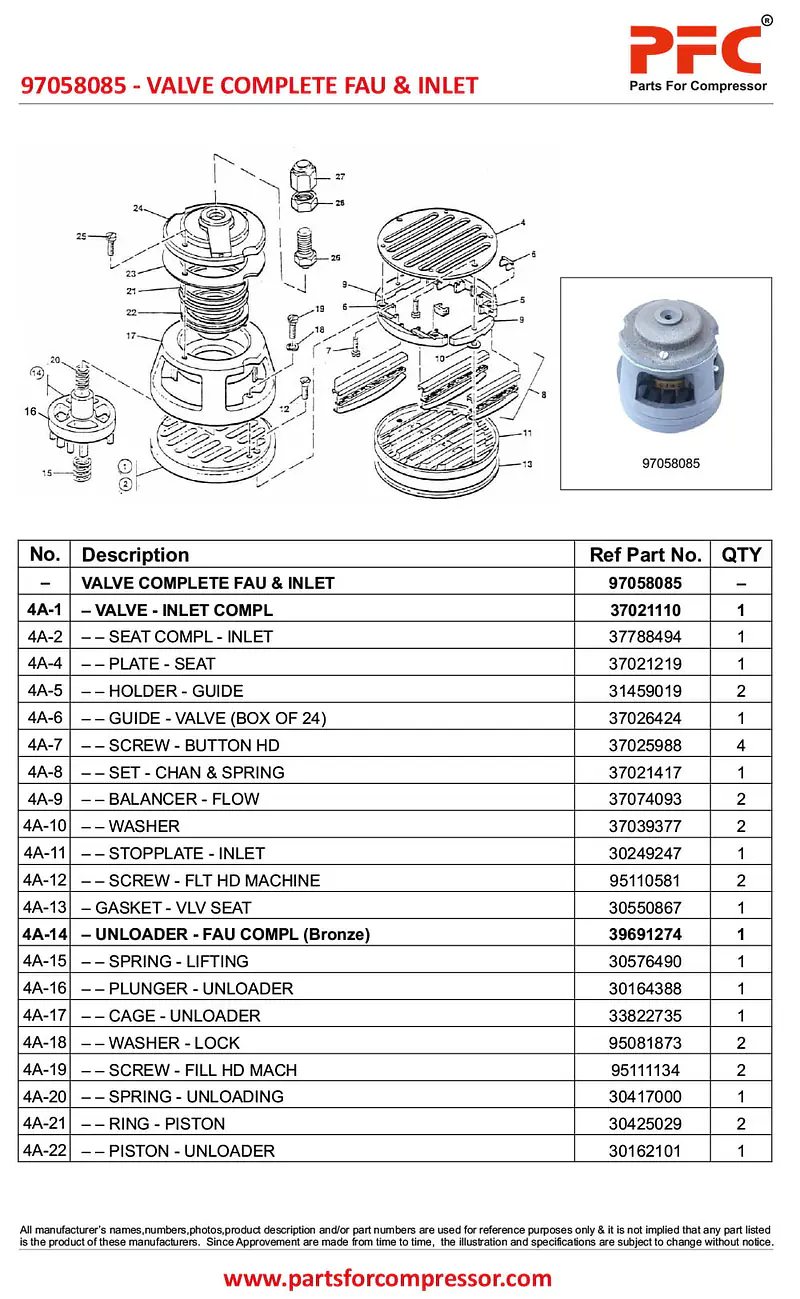 Valve Complete Fau & Inlet 97058085 Replacement - Master