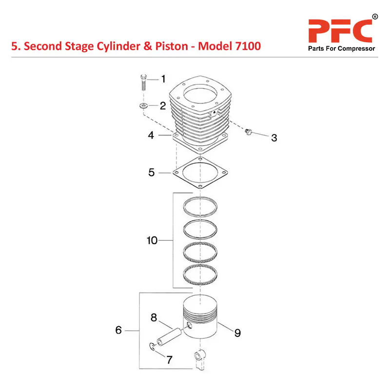 Second Stage Cylinder & Piston IR 7100 Parts - Master