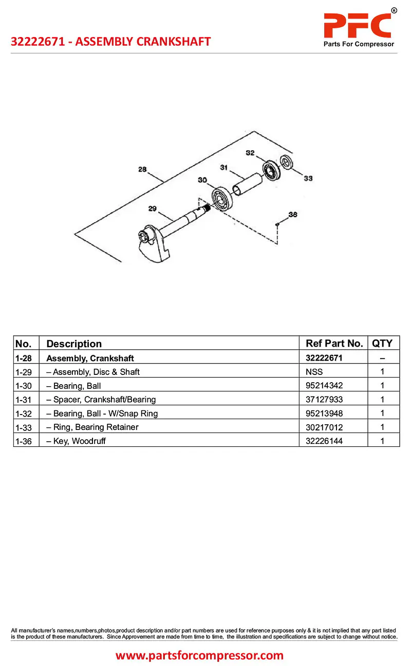 Crankshaft Complete with Bushing 32222671* Replacement - Master