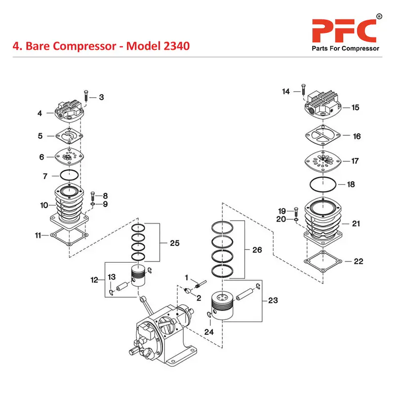 Bare Compressor IR 2340 Air Compressor Parts - Master