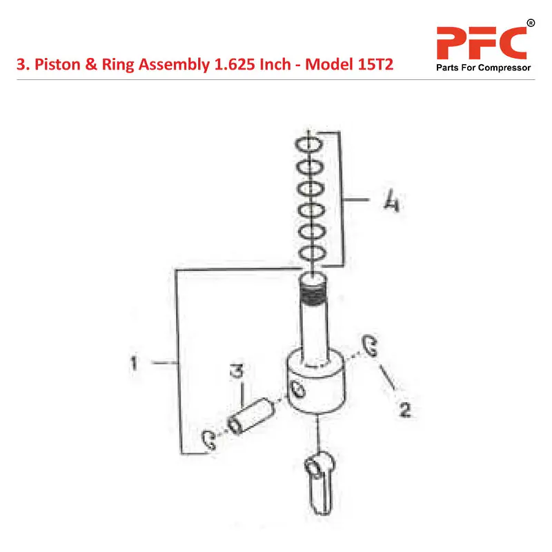 Piston & Ring 1.625 Inch IR 15T2 Compressor Parts - Master