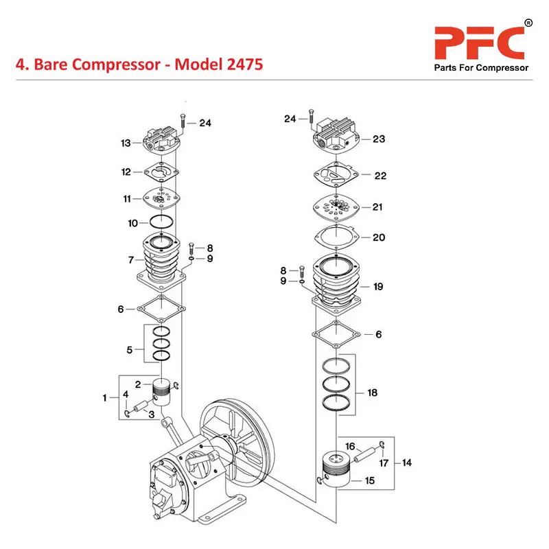 Bare Compressor IR 2475 Air Compressor Parts - Master