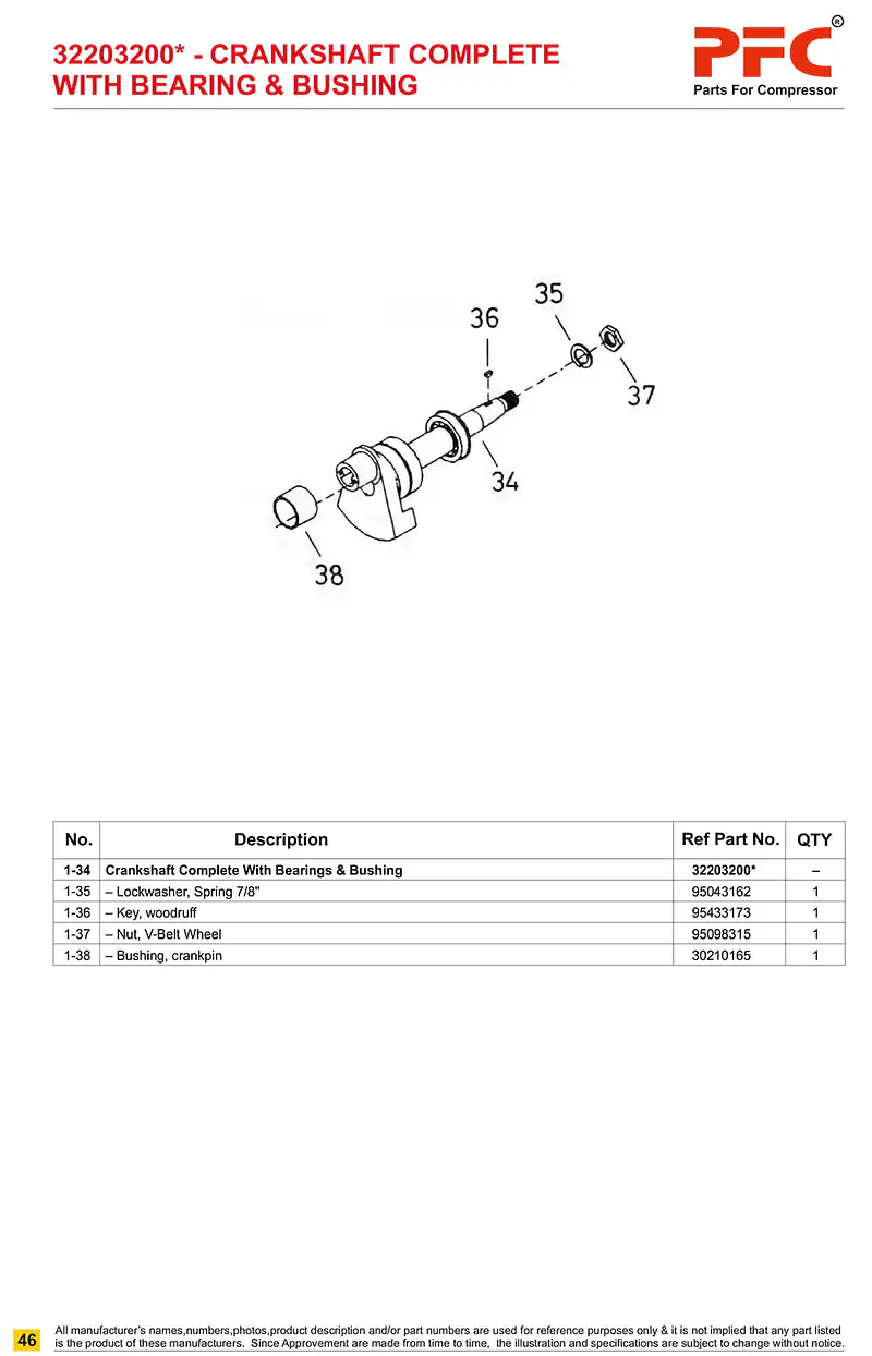 Crankshaft Complete with Bushing 32203200* Replacement - Master
