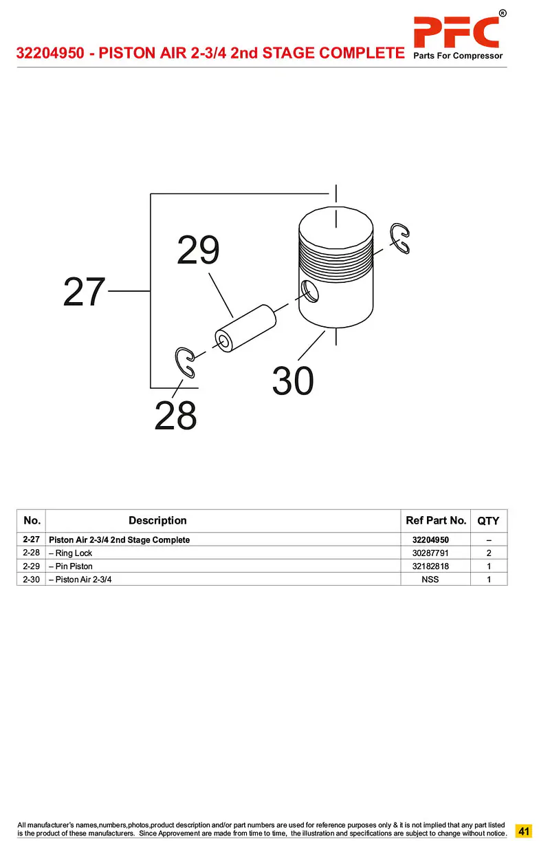 Piston Air 2nd Stage Compl. 32204950 Replacement - Master