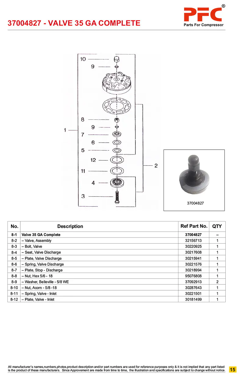 Valve Comp. 35 GA 37004827 Replacement - Master