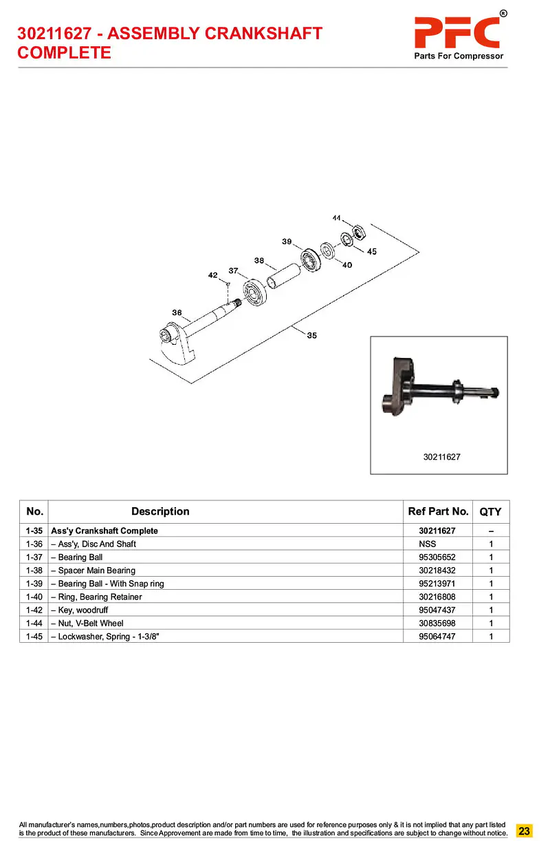 Crankshaft Complete with Bushing 30211627* Replacement - Master