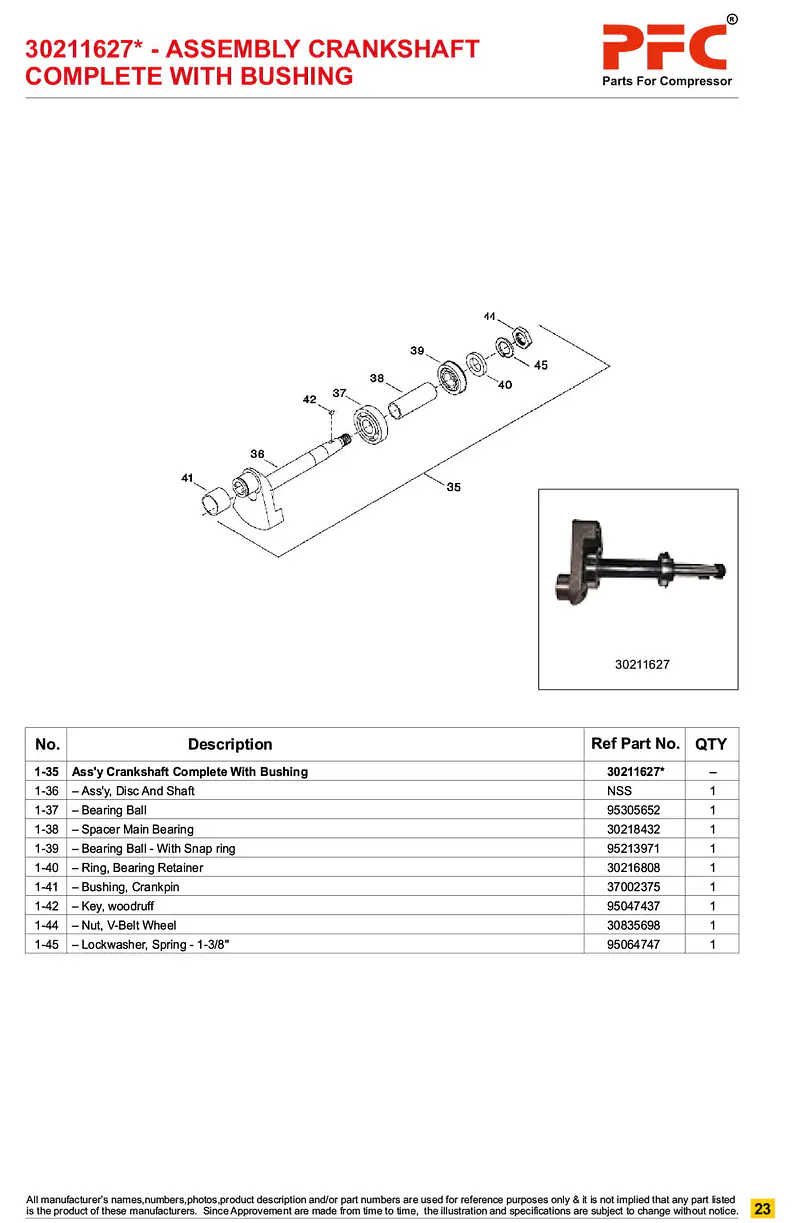 Crankshaft Complete with Bushing 30211627* Replacement - Master