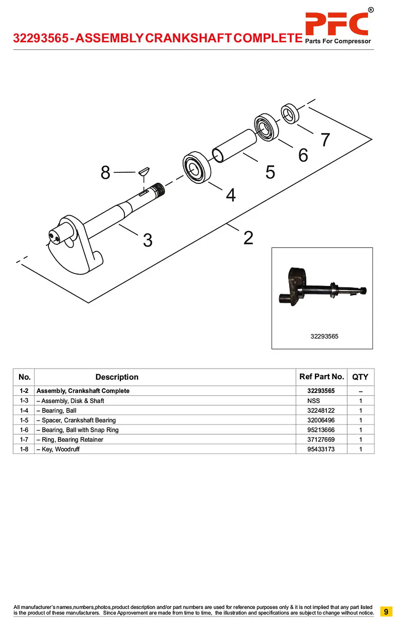 Crankshaft Complete with Bushing 32293565* Replacement - Master