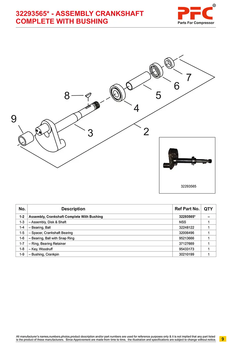 Crankshaft Complete with Bushing 32293565* Replacement - Master