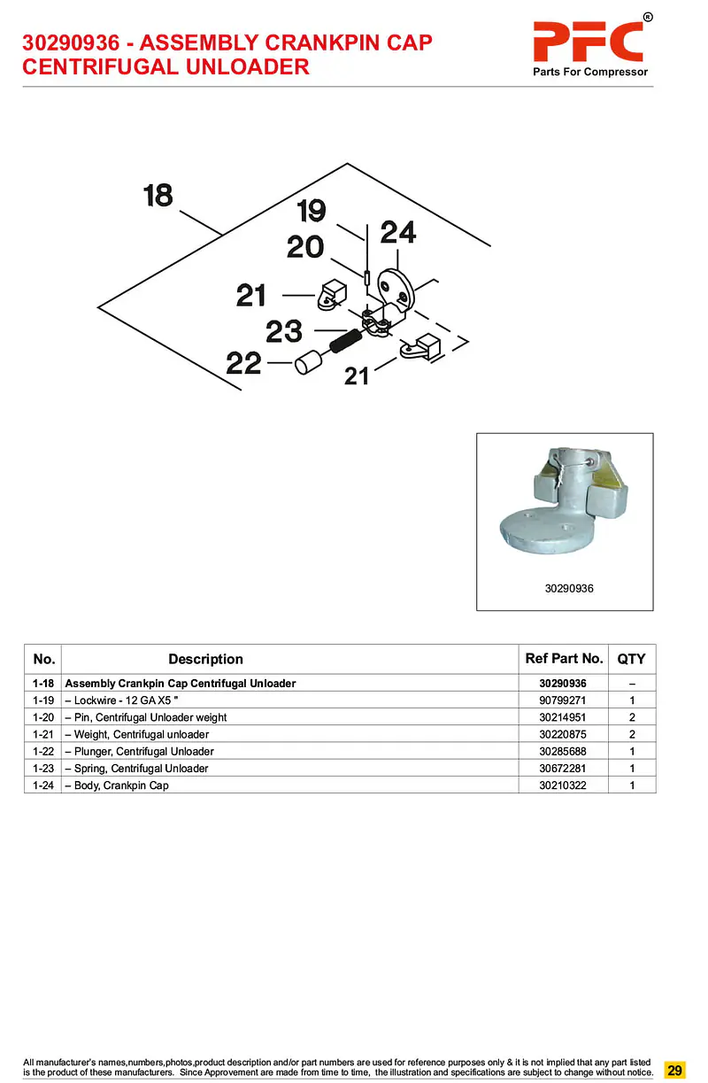 Crank Pin Cap Comp 30290936 Replacement - Master