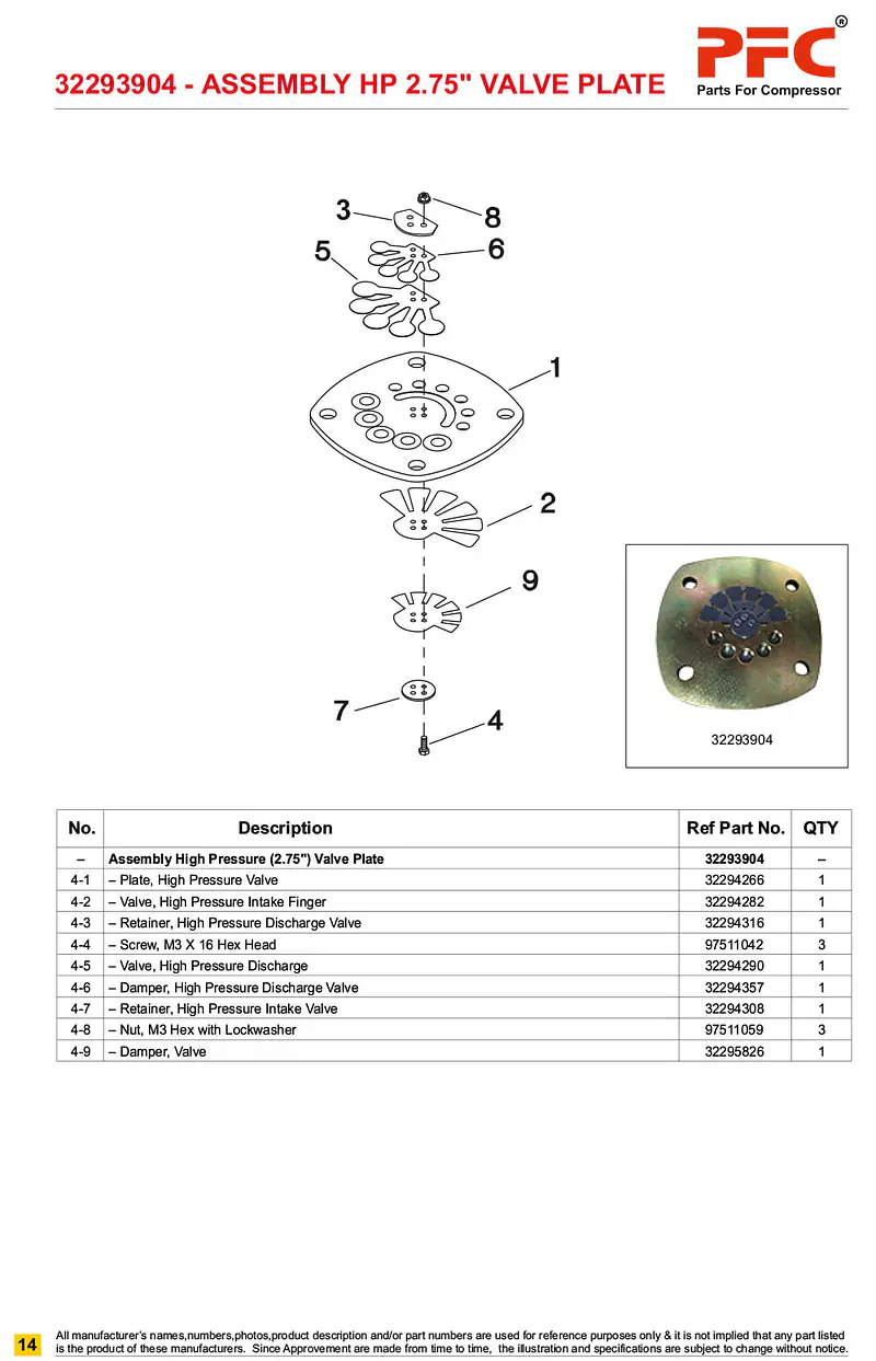 Valve Assy HP 32293904 Replacement - Master