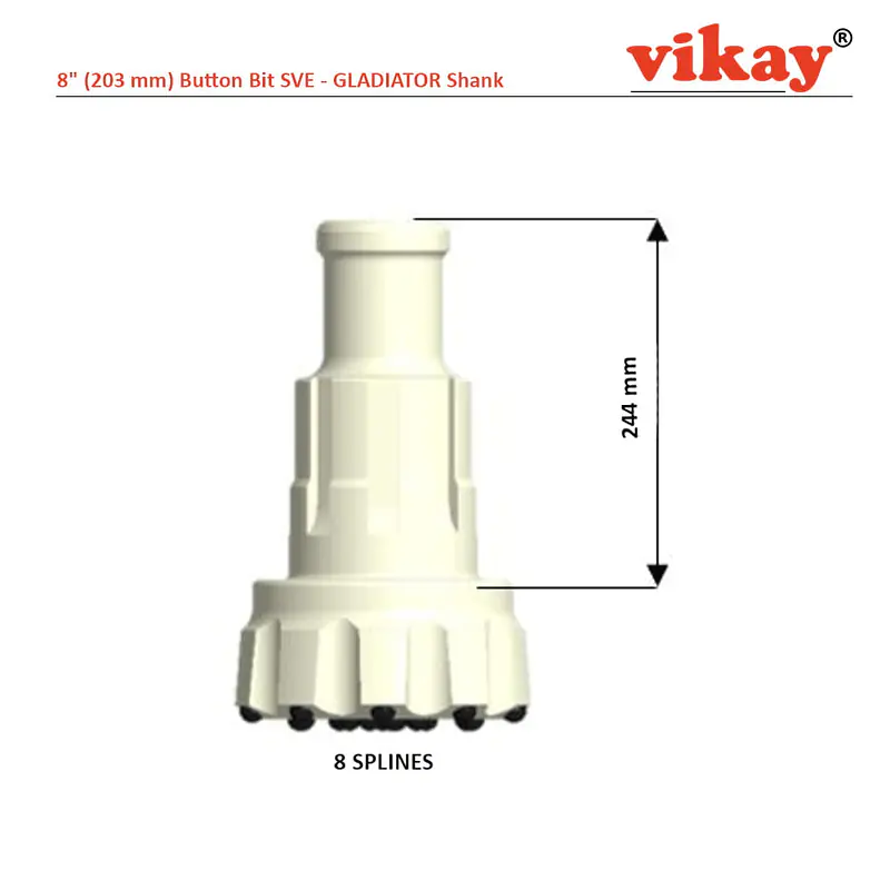 8" Button Bit - 203 mm x SVE - GLADIATOR Shank - Master