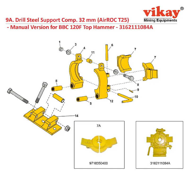 Drill Steel Support Comp. (32 mm) 3162111084A Replacement - Master