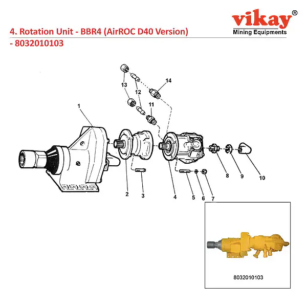 Rotation Unit Atlas Copco Wagon Drill Parts - Master
