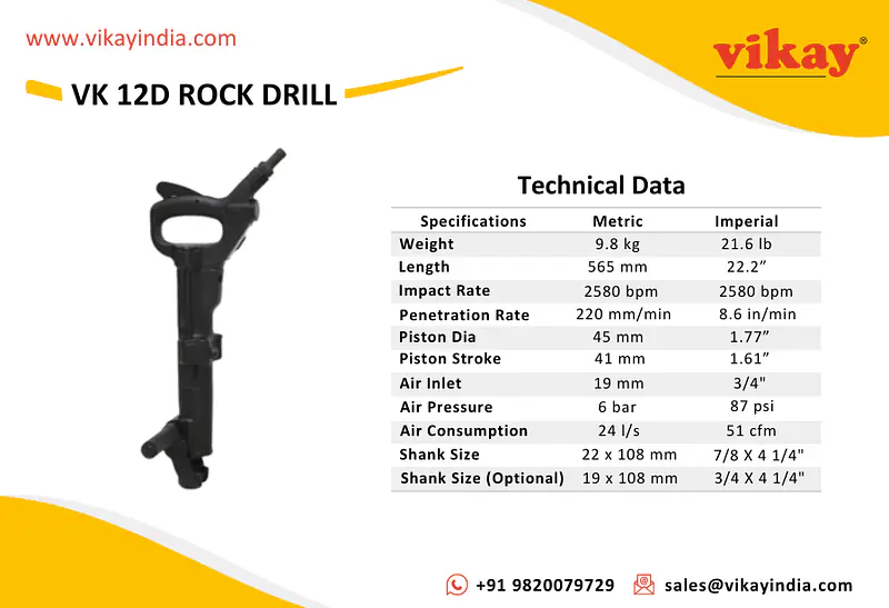 VK 12D Pneumatic Rock Drill - Master