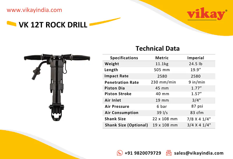 VK 12T Pneumatic Rock Drill - Master