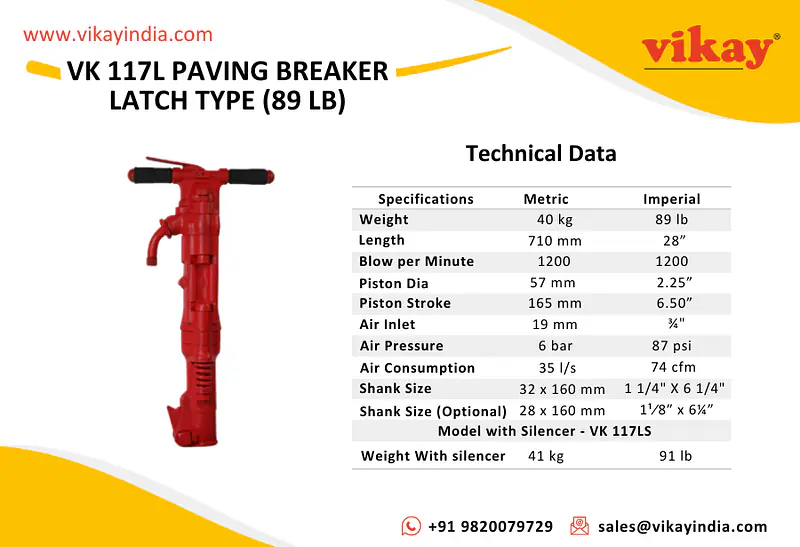 VK 117L Paving Breaker-Latch Type-89lb - Master