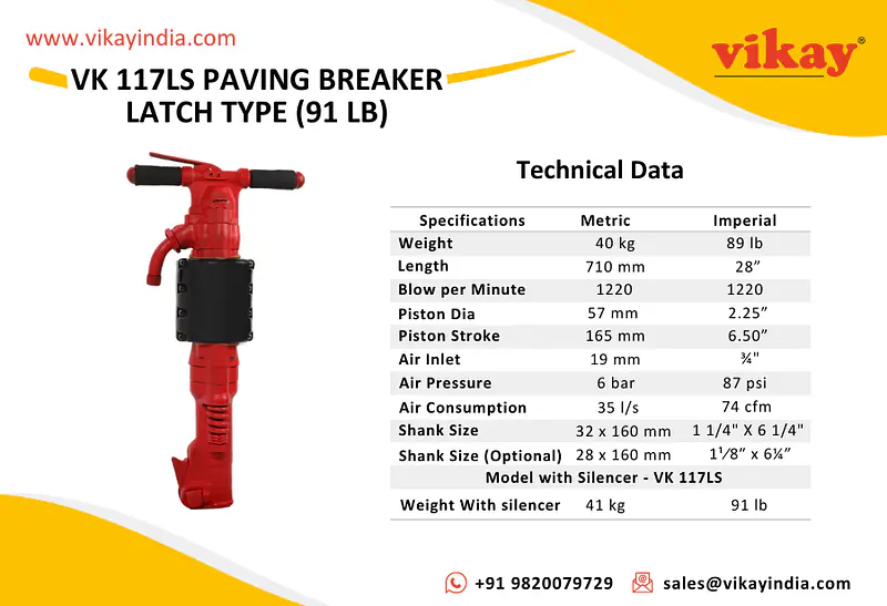 VK 117LS Paving Breaker Latch Type w Silencer-91lb - Master