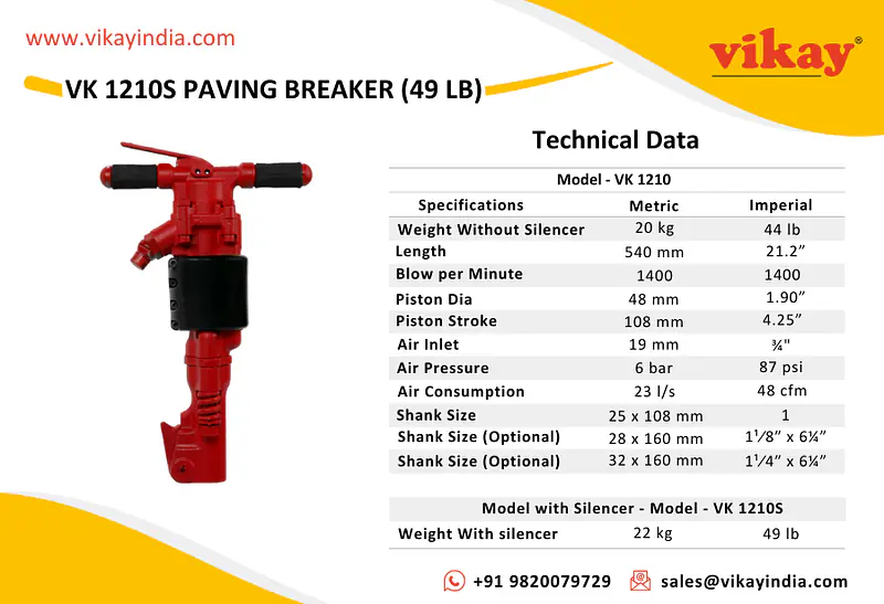 VK 1210S Paving Breaker-49lb - Master