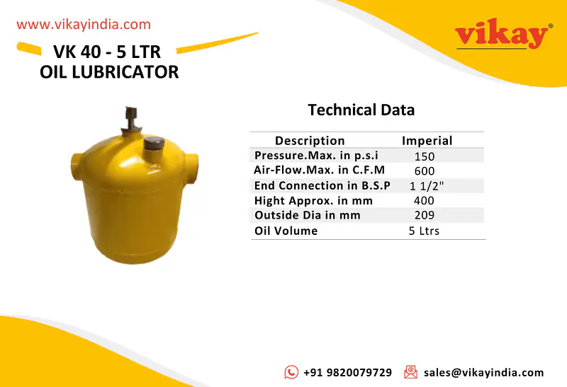 5 Ltr Oil Lubricator VK 40 Vikay - Master