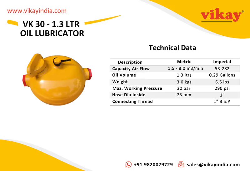 1.3 Ltr Oil Lubricators VK 30 Vikay - Master