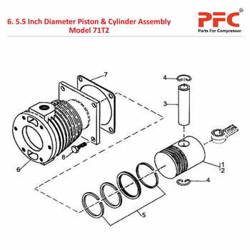 5 1/2" Piston & Cylinder IR 71T2 Compressor Parts