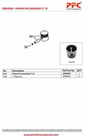 Low Pressure Piston With Pin 32054504 Replacement