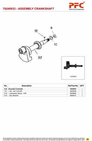 Crankshaft Complete with Bushing 70240933* Replacement