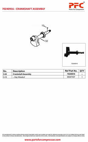 Crankshaft Complete with Bushing 70240916* Replacement