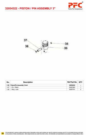 Piston HP with Pin & Lock 3inch 32054322 Replacement