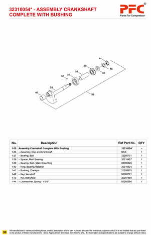 Crankshaft Complete with Bushing 32310054* Replacement