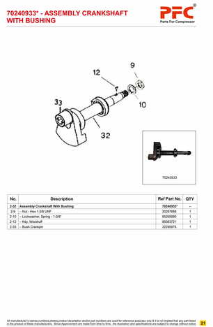 Crankshaft Complete with Bushing 70240933* Replacement