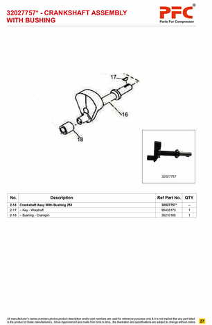 Crankshaft Complete with Bushing 32027757* Replacement