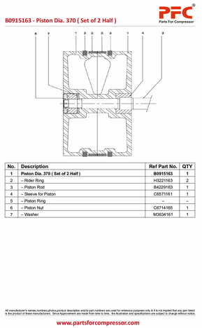 Piston Dia. 370 ( Set of 2 Half ) B0915163 Replacement