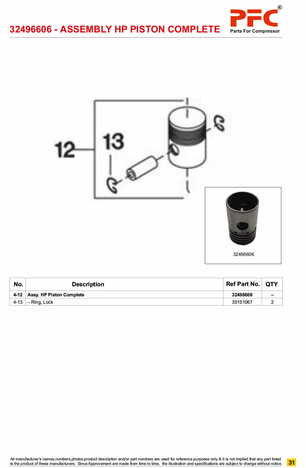 HP Piston C/W Pin 32496606 Replacement