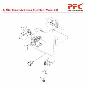 After Cooler And Drain IR 231 Compressor Parts