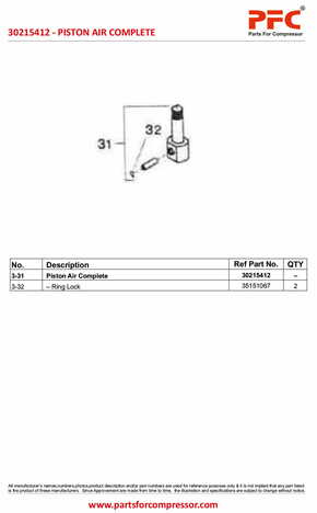 Piston Assembly Complete 1.25inch 30215412 Replacement