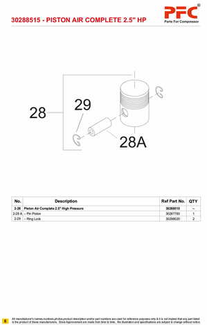 Piston Complete HP 2.5inch 30288515 Replacement