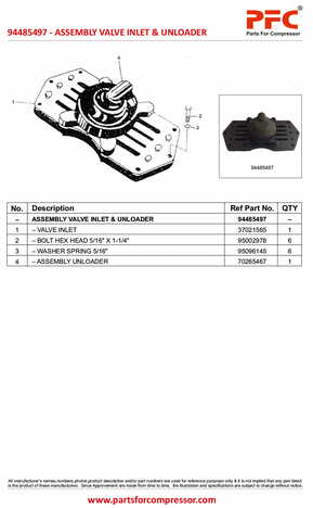 Assembly Valve Inlet & Unloader 94485497 Replacement